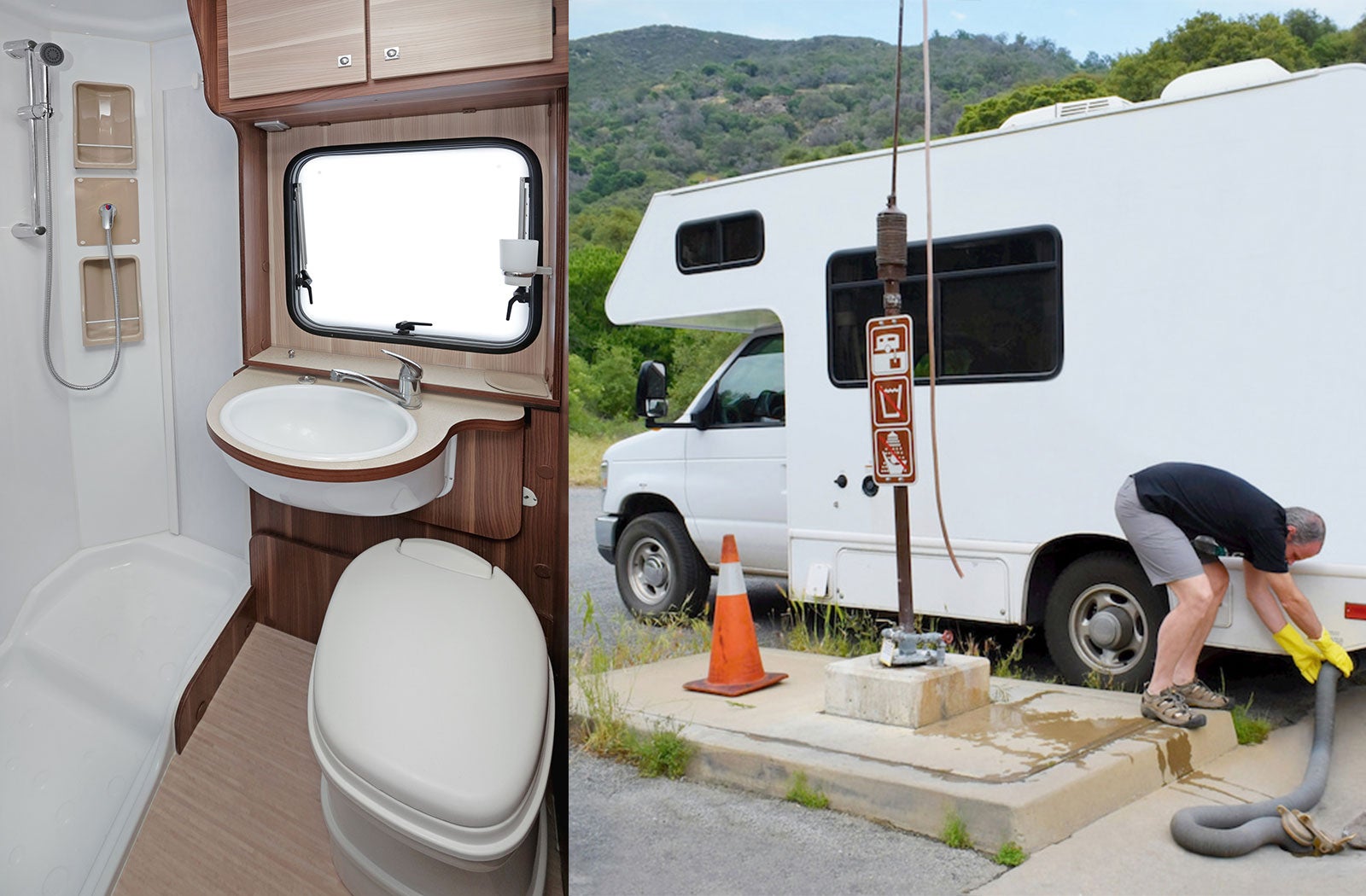 Portable RV/camper toilet and holding tank setup in Atlanta, Georgia